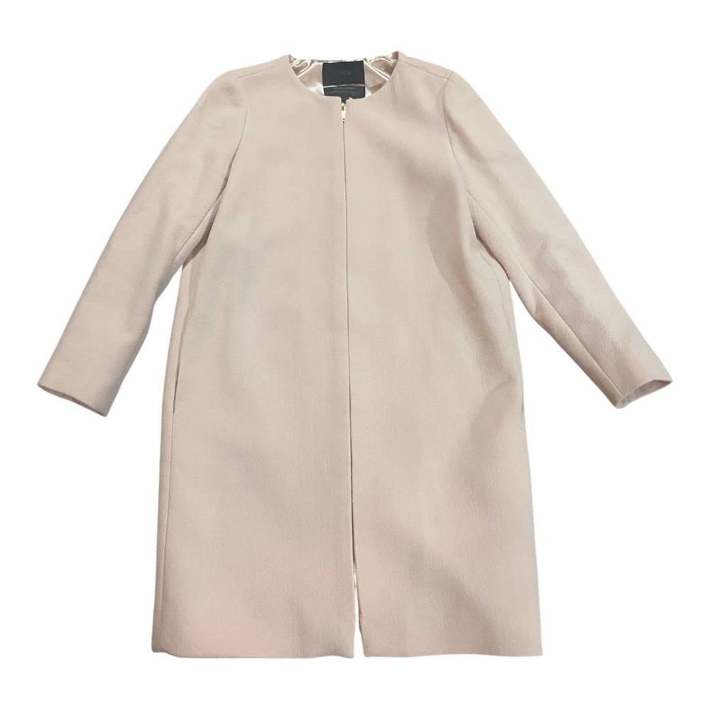 J Crew Double Cloth Wool Collarless Lady Jacket Zip Front Ballet Pink Sz 8